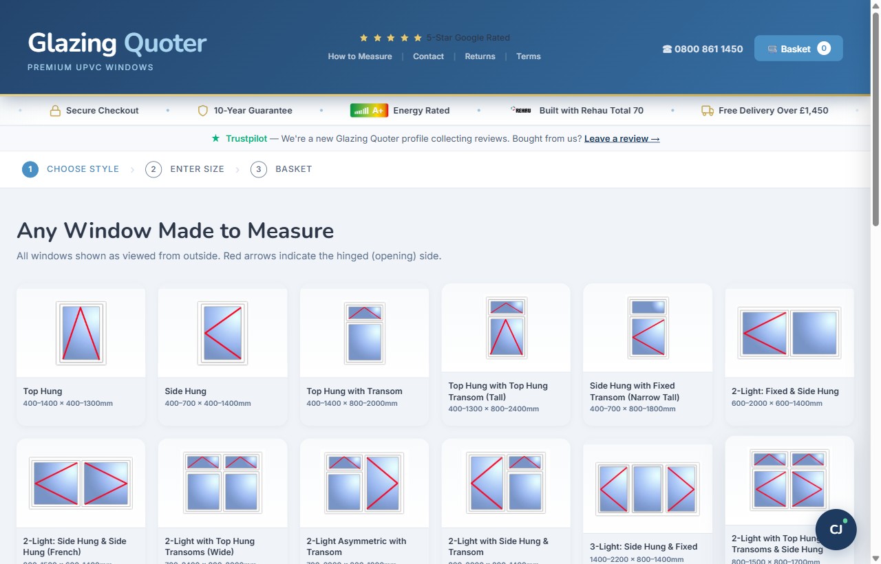 GlazingQuoter website