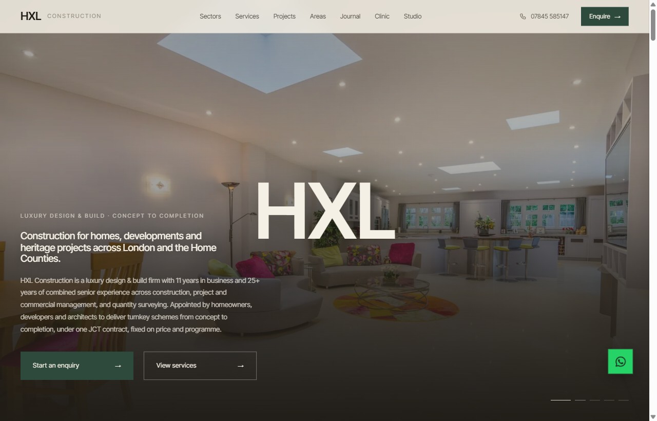 HXL Construction website